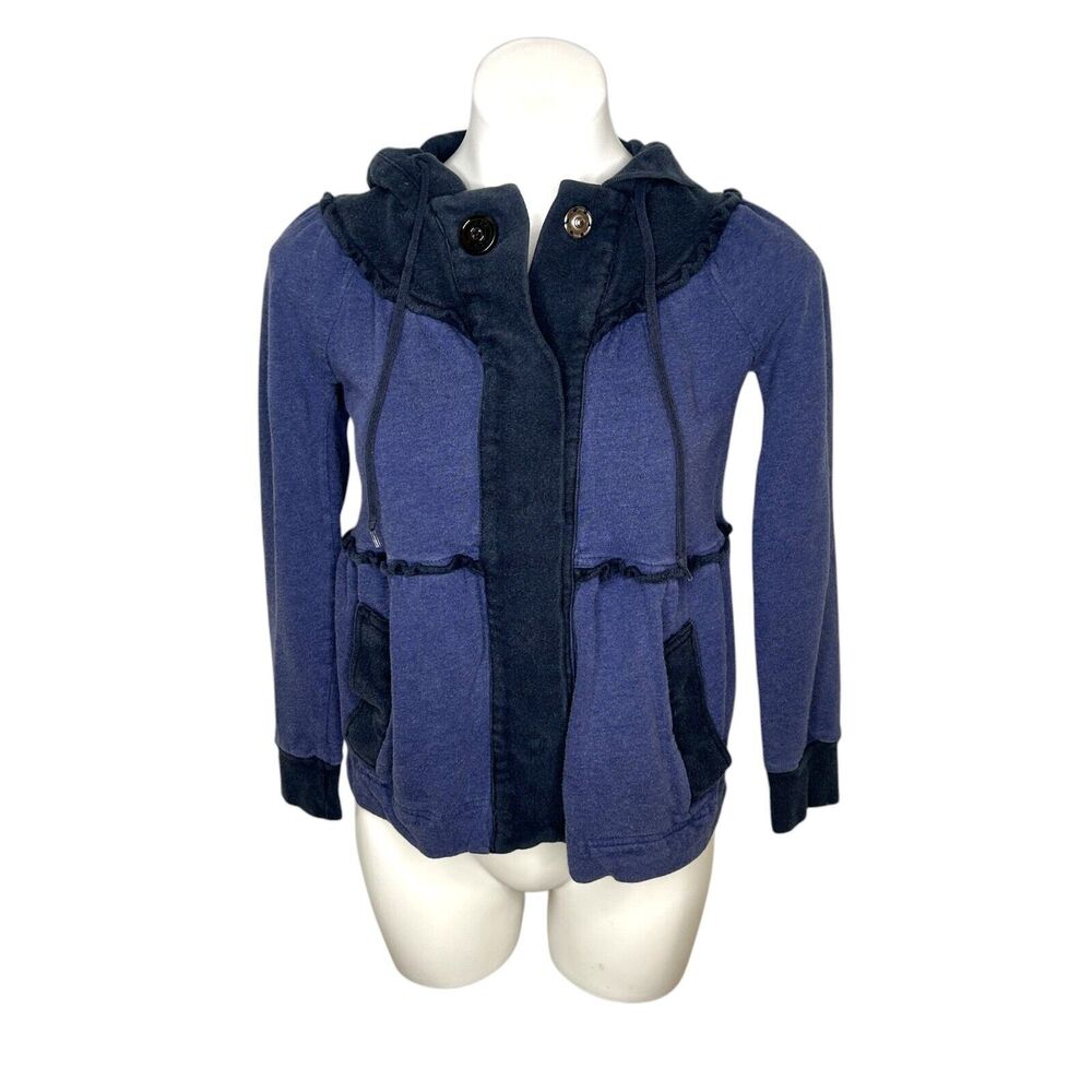 Vintage MARC JACOBS‎ Blue Hoodie Peplum Snap Coat Jacket XS